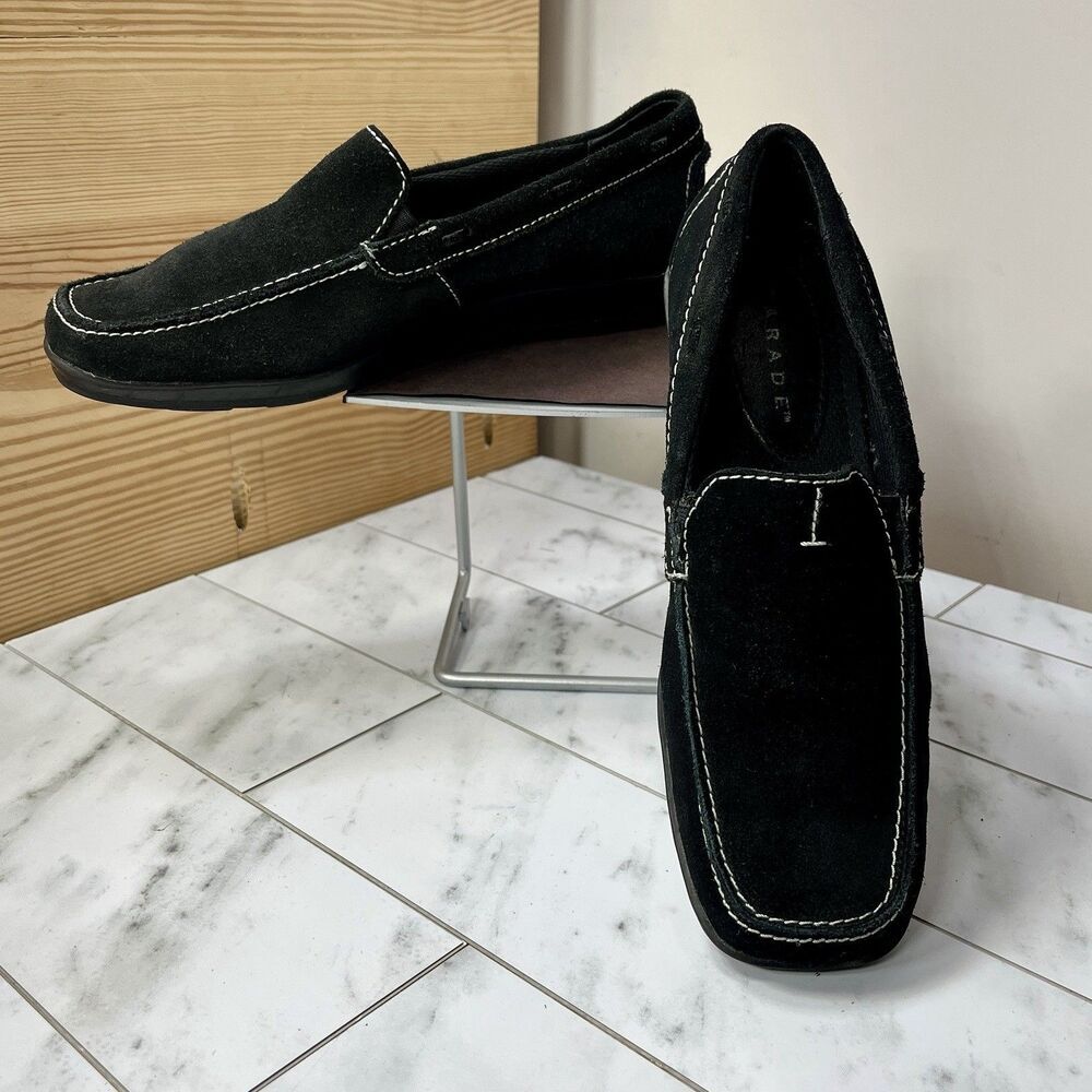 VTG Parade Womens Suede Leather Driving Loafers Stitching Preppy Old Money 7M